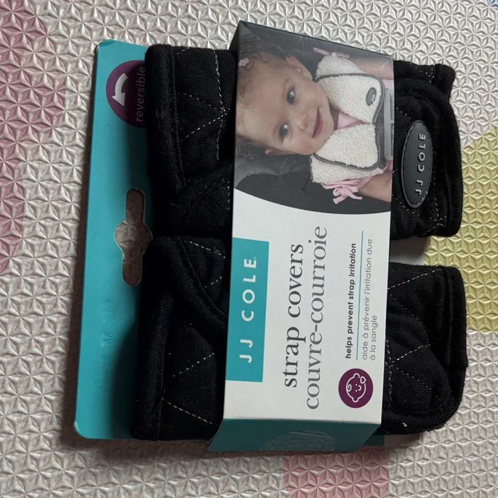 NEW with tag JJ Cole Black Quilted Reversible Strap Covers